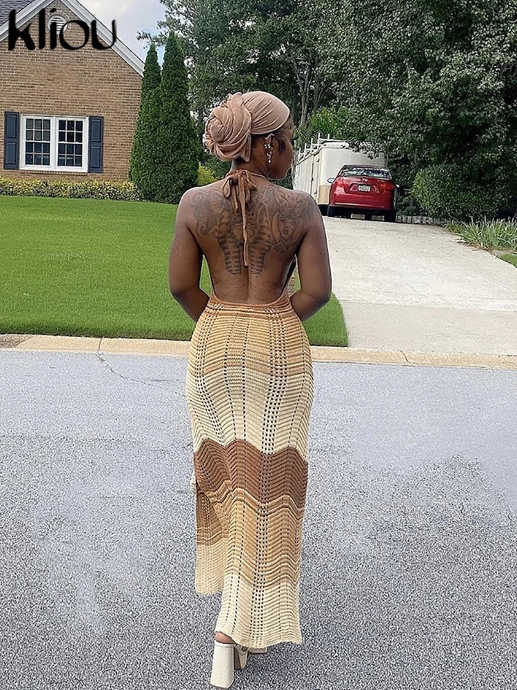 Knitted Halter Bandage Backless Dress I Love that Boho | Love that Boho
