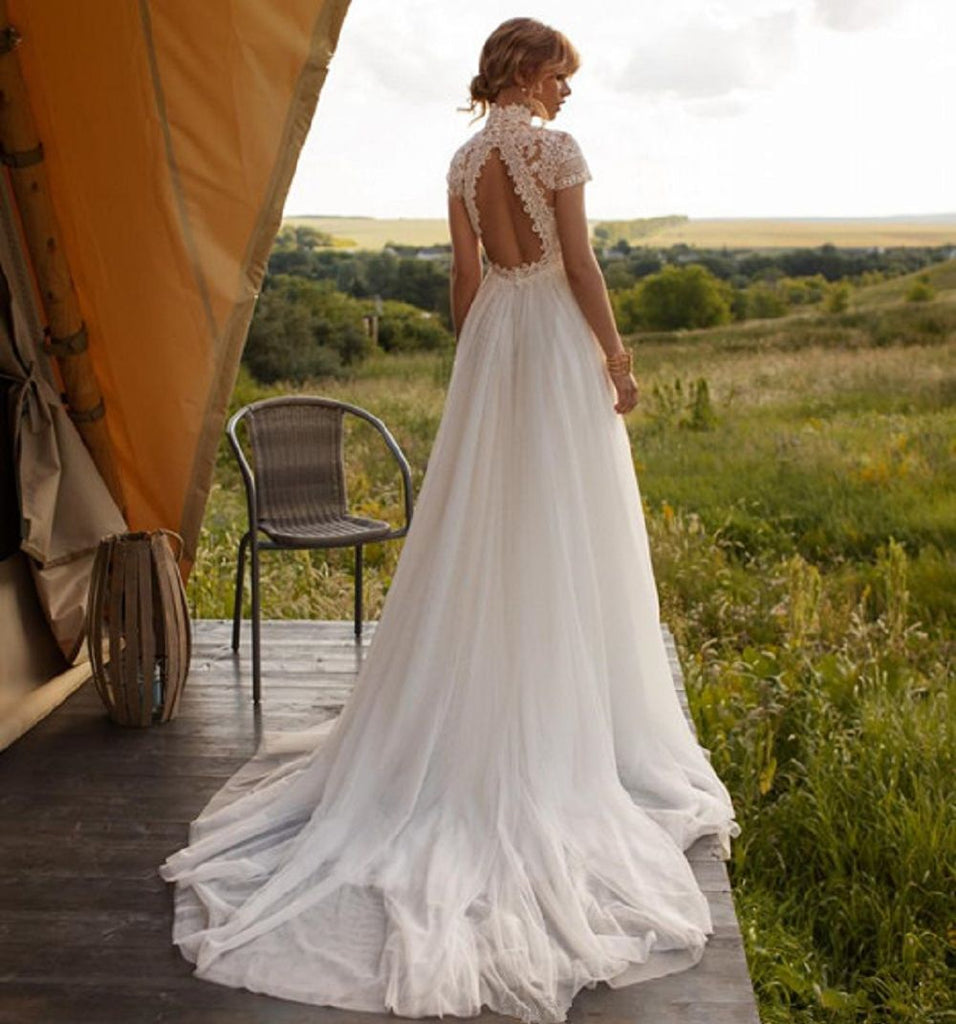Boho Lace High Neck Wedding Dress I Love that Boho | Love that Boho Boho Lace High Neck Wedding Dress I Love that Boho | Love that Boho