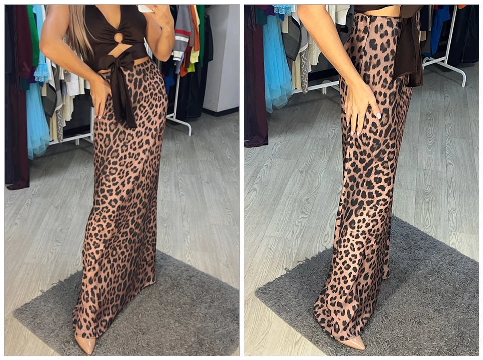 Leopard Print Chic High Waist Skirt , leopard print maxi skirt , leopard print skirt