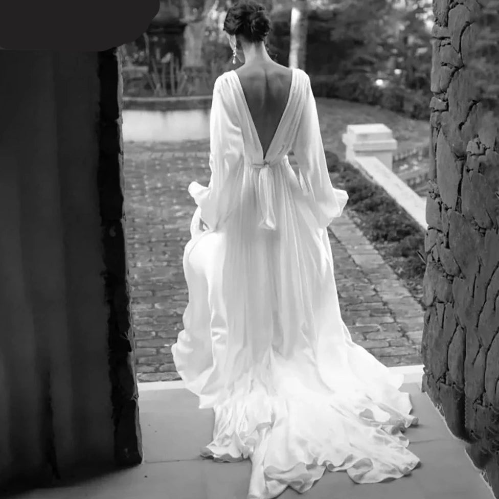 Wedding Dress , long sleeve wedding dress, loose wedding dress