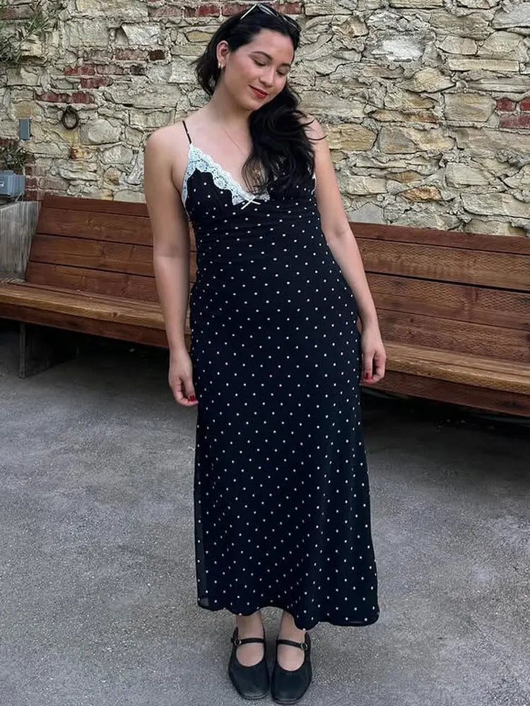 Lace V-Neck Polka Dot Dress I Polka dot Dress I Love that Boho