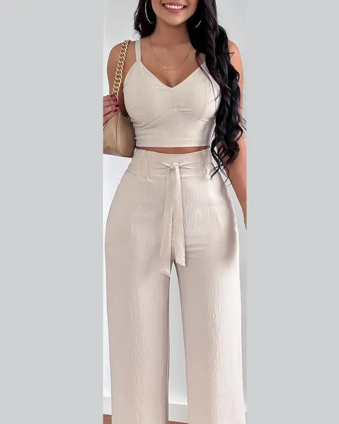 Two Piece Pocket Wide Leg Pant and top