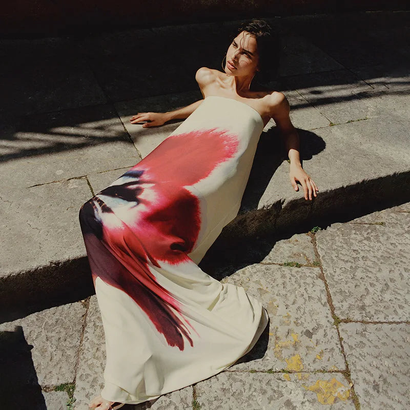 Floral Backless Belt  Maxi Dress