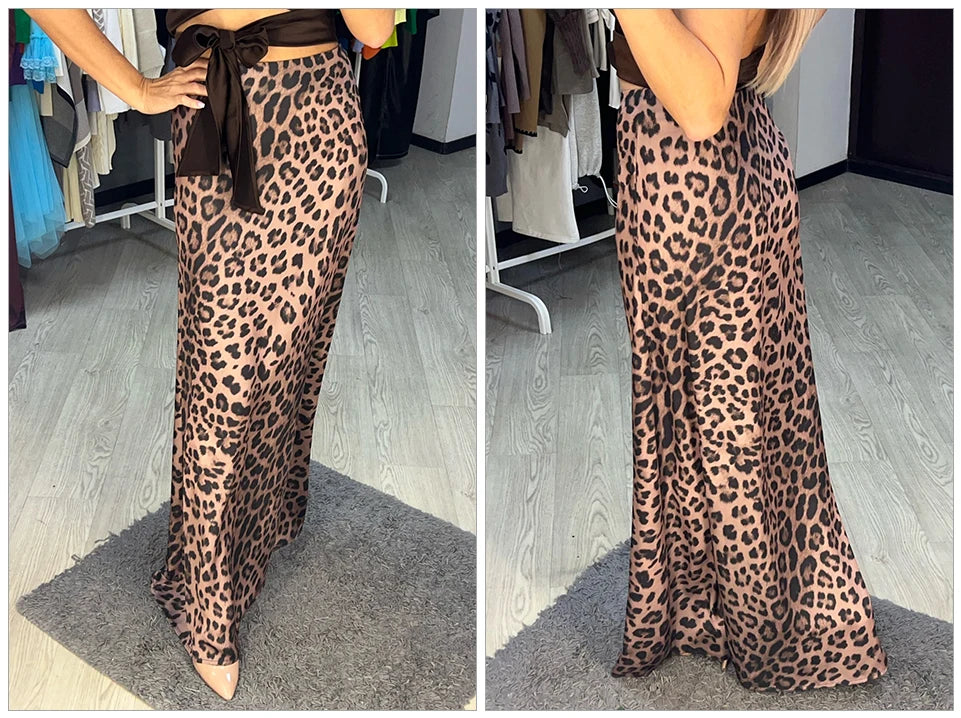 Leopard Print Chic High Waist Skirt , leopard print maxi skirt , leopard print skirt