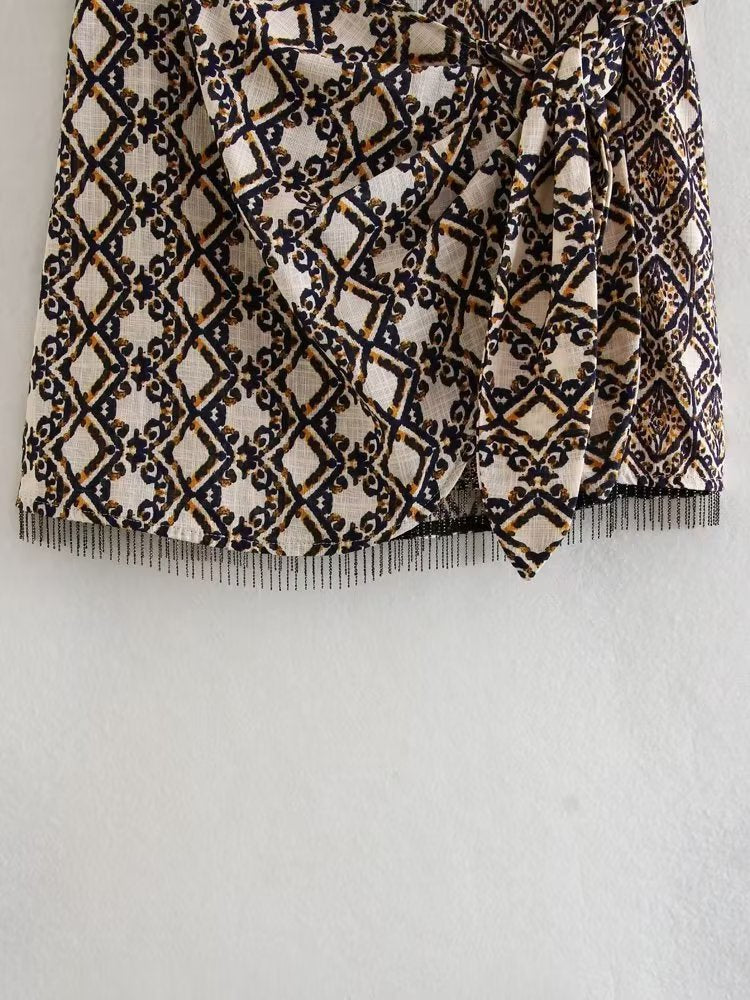 Wrap-style Printed Sarongl Knot Skirt
