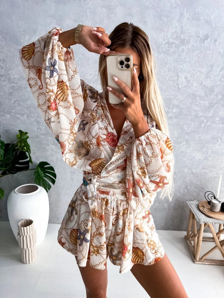 Ruffled Printed Romper