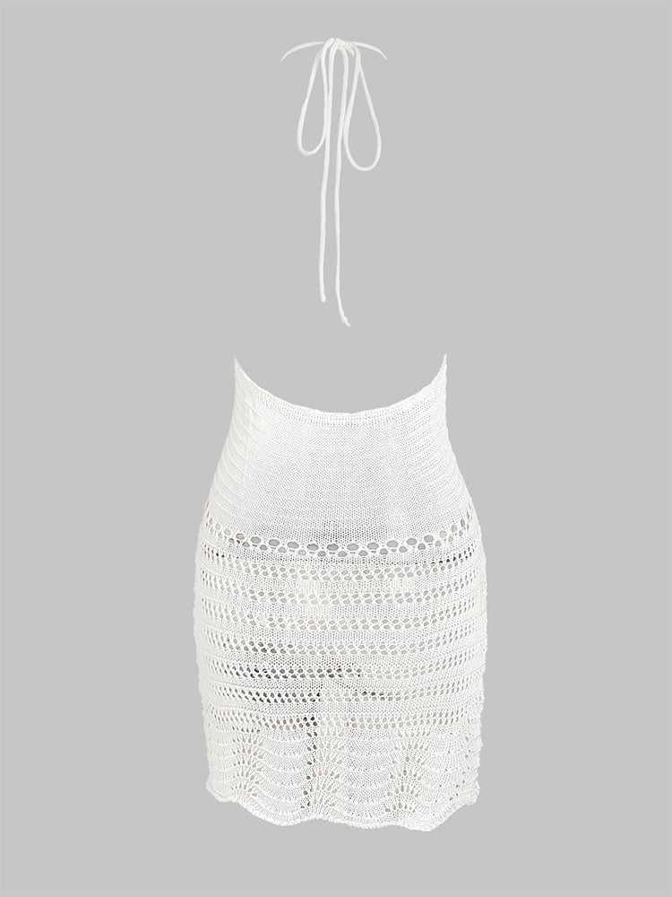 Crochet Bikini Knit Beach Dress. white crochet dress