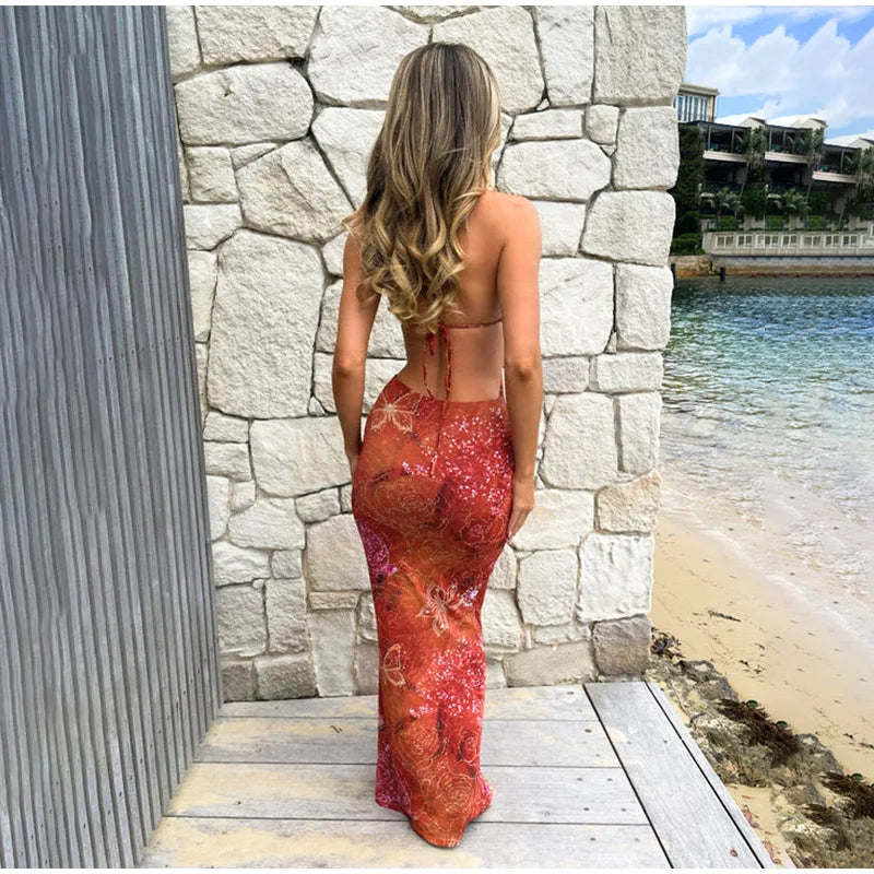 orange backless maxi dress Orange Backless Maxi Dress