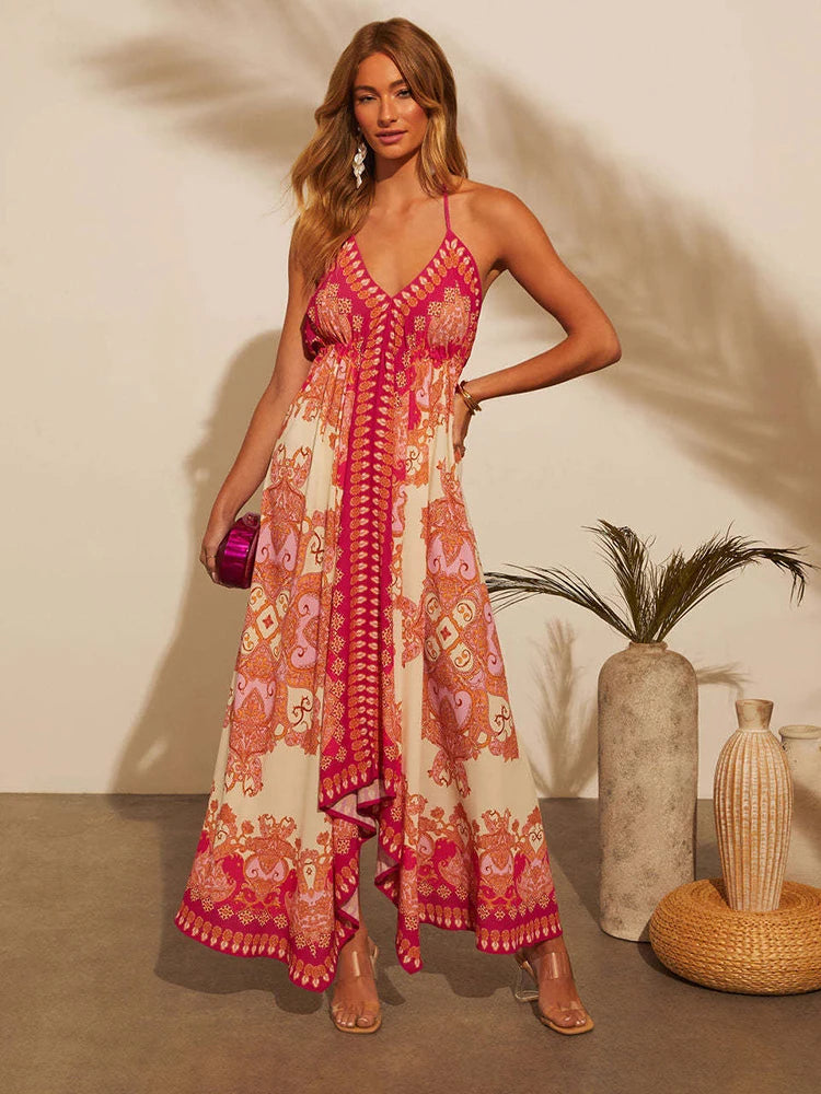 Summer V-neck Halter Bohemian Floral Dress I Love that Boho | Love that Boho Summer V-neck Halter Bohemian Floral Dress I Love that Boho | Love that Boho