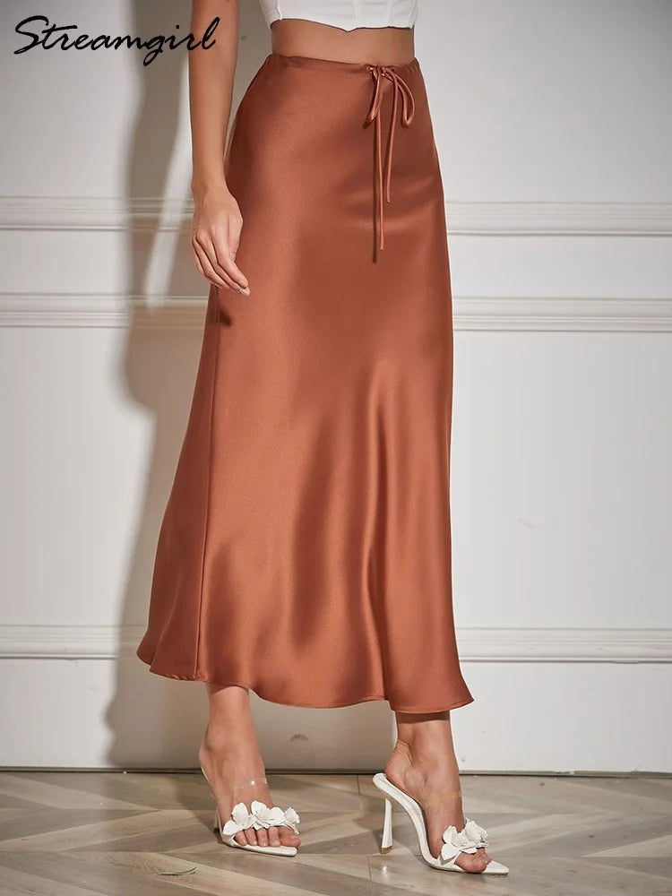 Satin A-line Long Skirt I Satin Maxi Skirt I Love that Boho