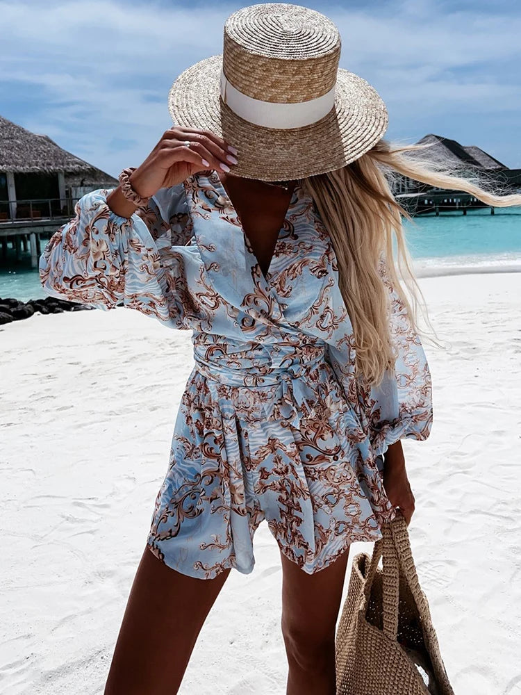 Ruffled Printed Romper