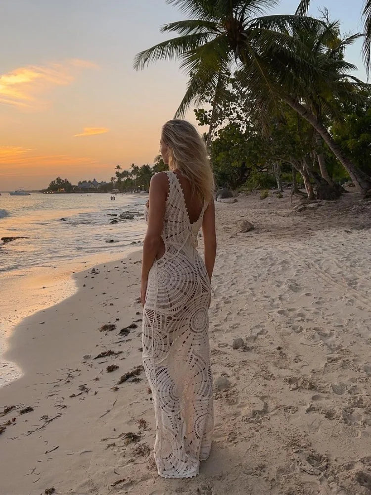 Elegant White Knitted Crochet Dress I Love that Boho | Love that Boho Elegant White Knitted Crochet Dress I Love that Boho | Love that Boho