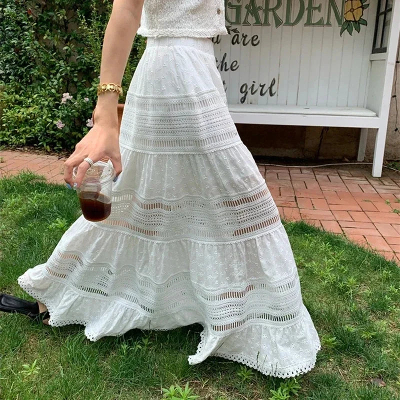 Boho skirt white top