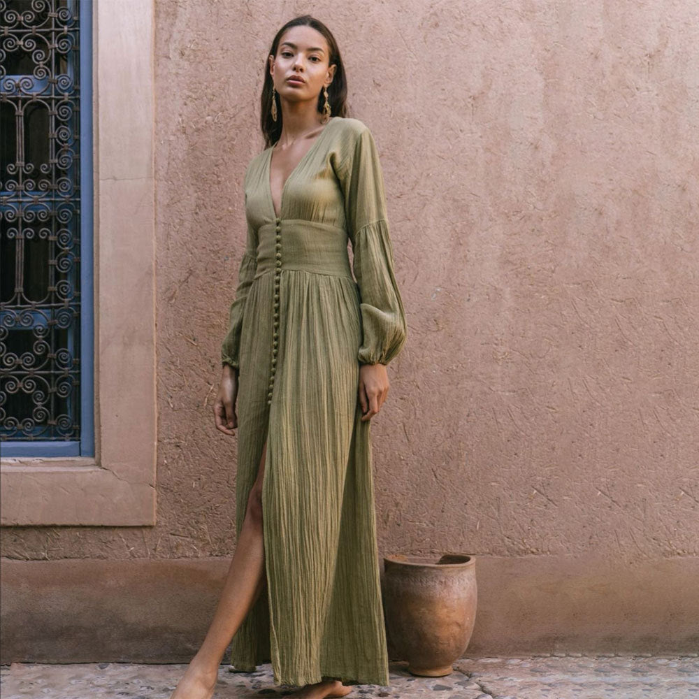 Lantern Sleeve Long Split Dress I Boho Dress I Love that Boho Lantern Sleeve Long Split Dress I Boho Dress I Love that Boho
