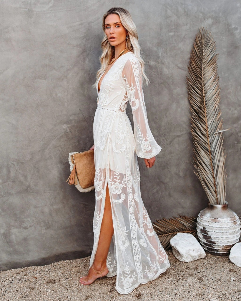 white lace boho dress, white lace boho maxi dress, white lace bohemian maxi dress