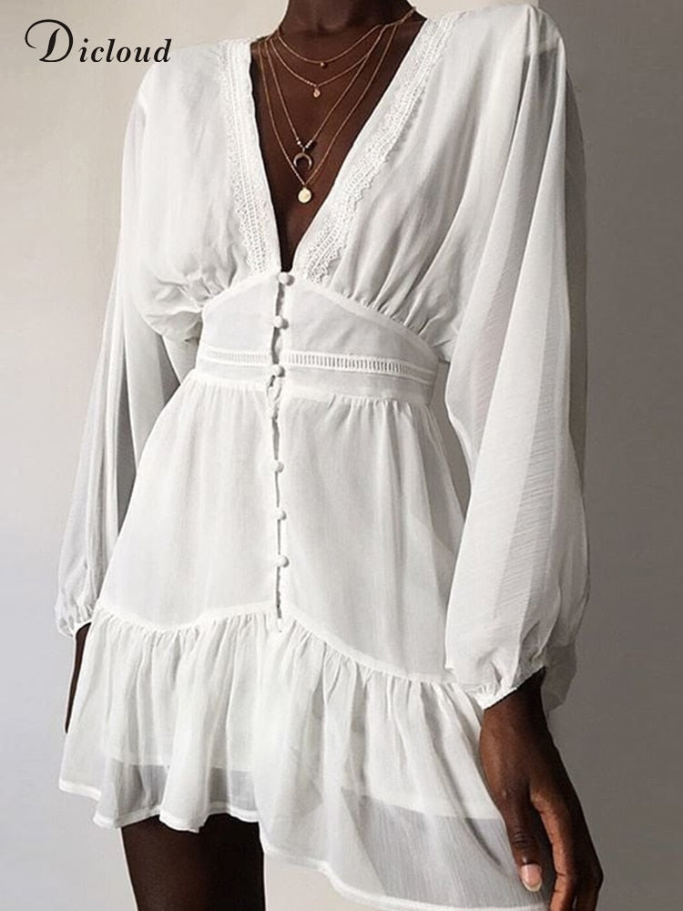 White Flowy long Sleeve Summer Dress I Love that Boho | Love that Boho White Flowy long Sleeve Summer Dress I Love that Boho | Love that Boho