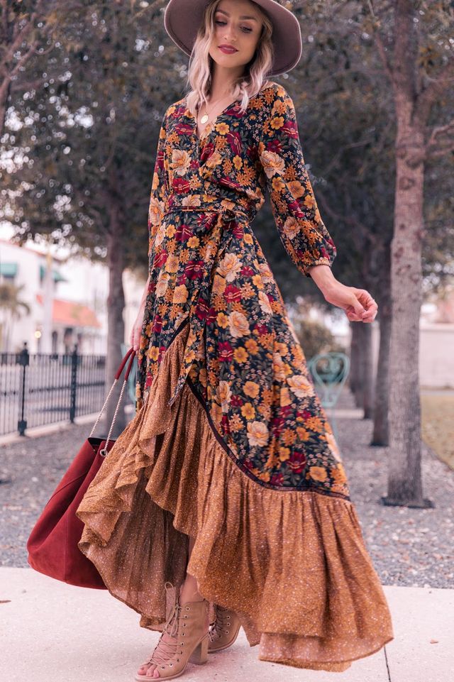 Floral Vintage Irregular Maxi Dress I Boho Maxi Dress I Love that Boho