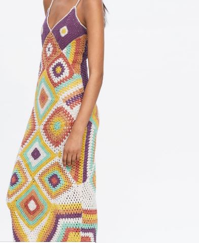 Colourful crochet maxi dress