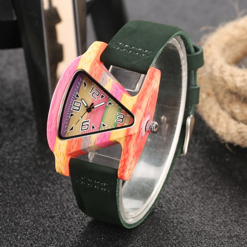 Woman's wood watch. Colourful Woman's wood watch. Colorful bamboo wood watch