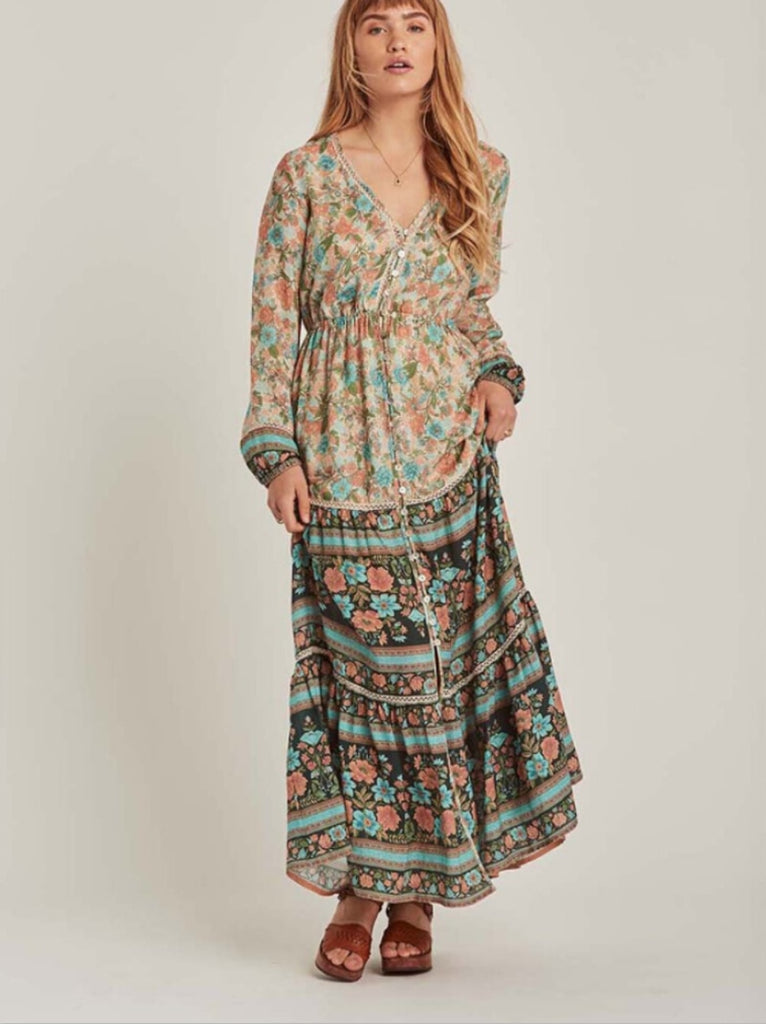 Long Sleeve Boho Gypsy Dresses -  multiple prints
