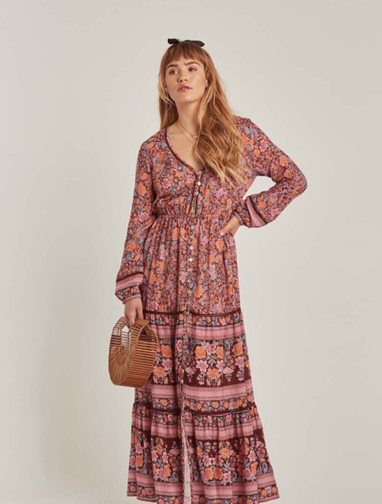Long Sleeve Boho Gypsy Dresses -  multiple prints
