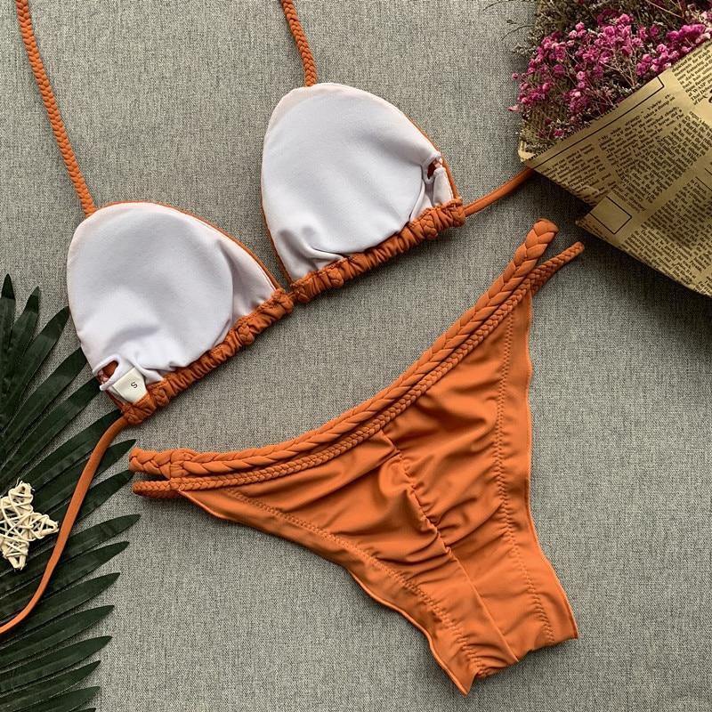 orange bikini. orange triangle bikini. rust orange bikini. orange swimsuit. orange swimwear. orange boho bikini