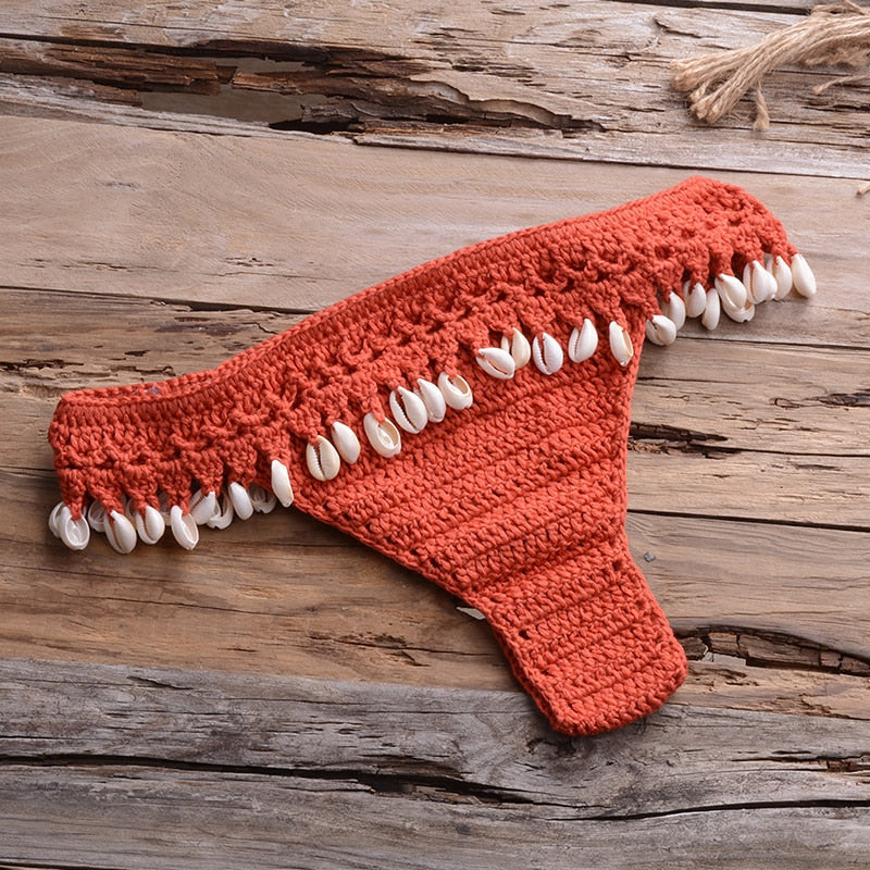 Crochet Bikini with Shell Tassel