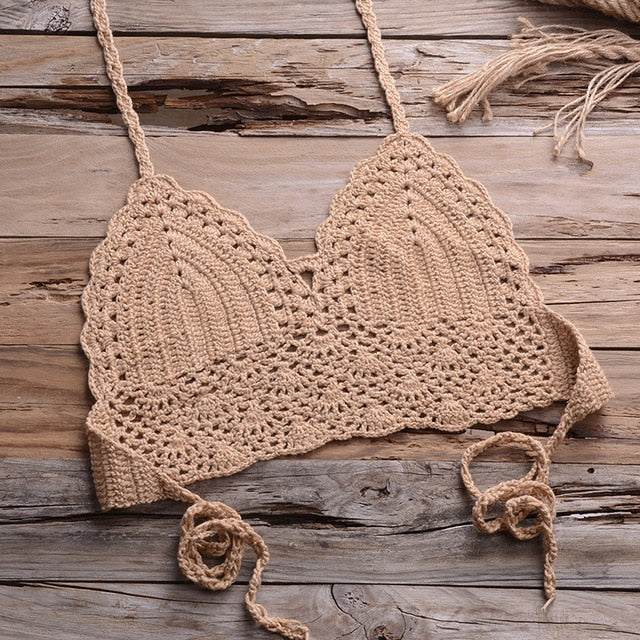 Crochet Bikini with Shell Tassel