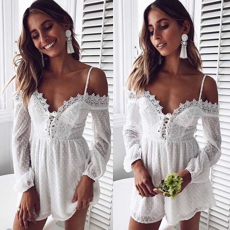 white lace playsuit, white  playsuit, lace playsuit, white playsuit