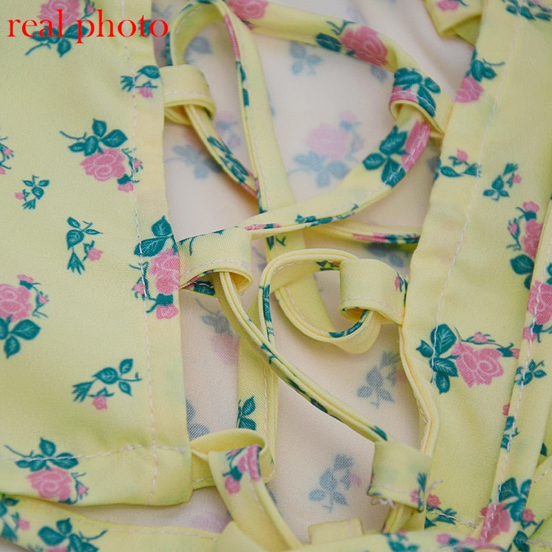 Yellow Floral Print Crop Top, Boho crop top,  Boho backless top