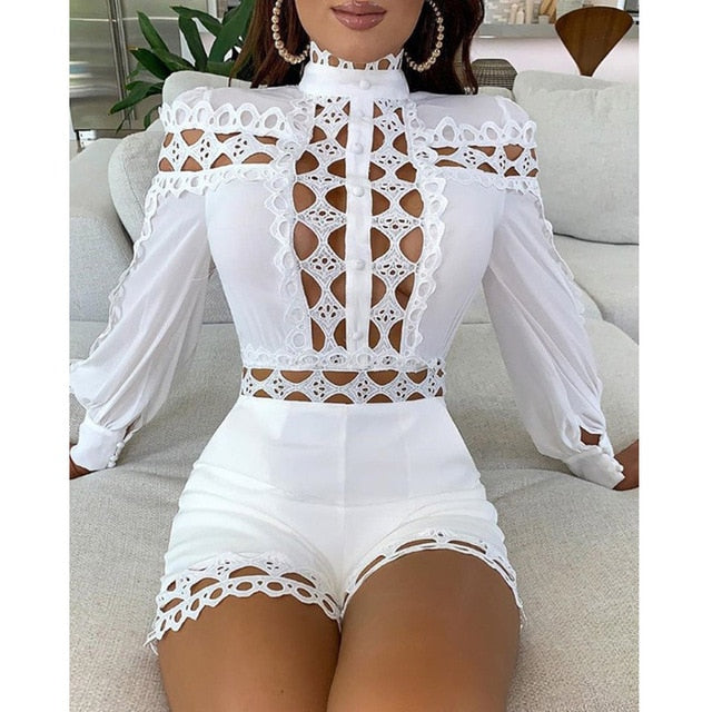 white cut out playsuit, white playsuit, howllow out white playsuit, boho playsuit white boho playsuit, white chiffon playsuit