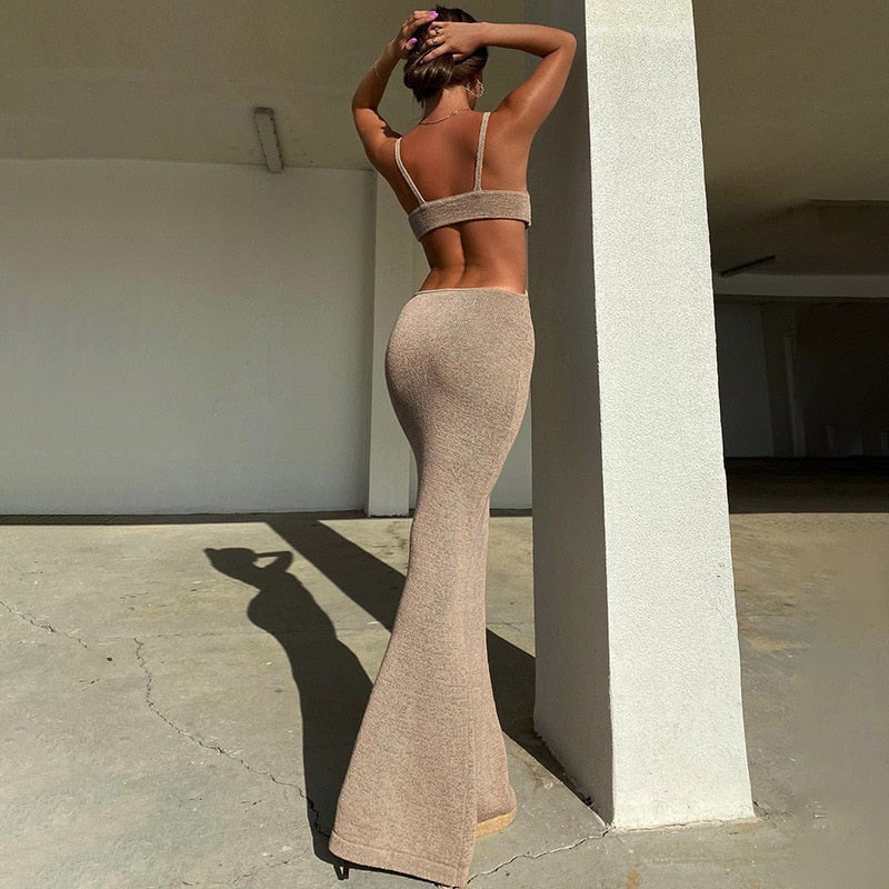 Knitted Hollow Out Maxi Dress