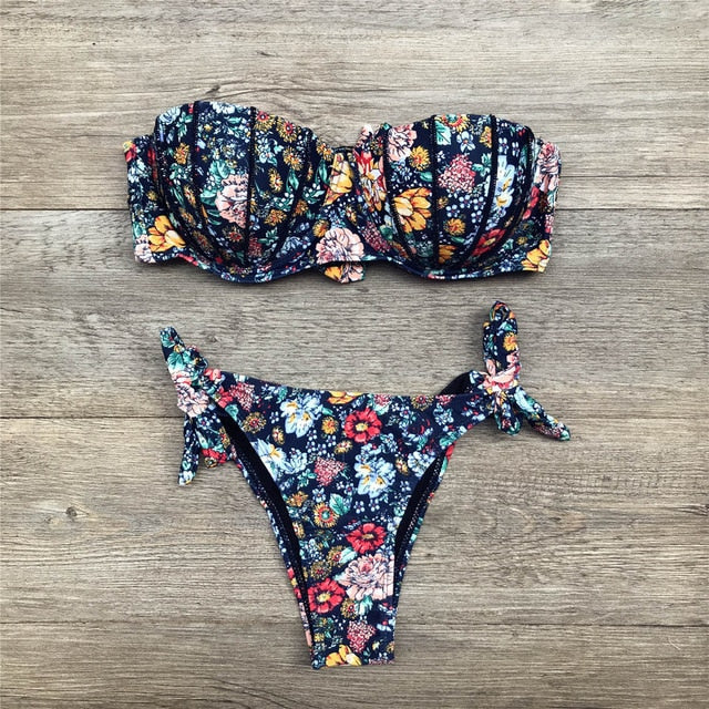 Bandeau Floral Print Bikini