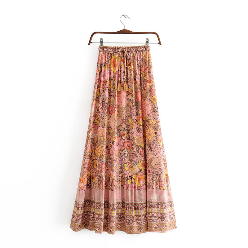 Boho Vintage floral print maxi skirt