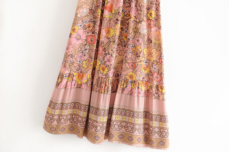 Boho Vintage floral print maxi skirt