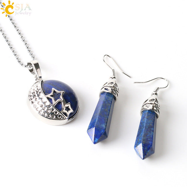 Moon Star Pendants +Earrings - Multiple gemstones