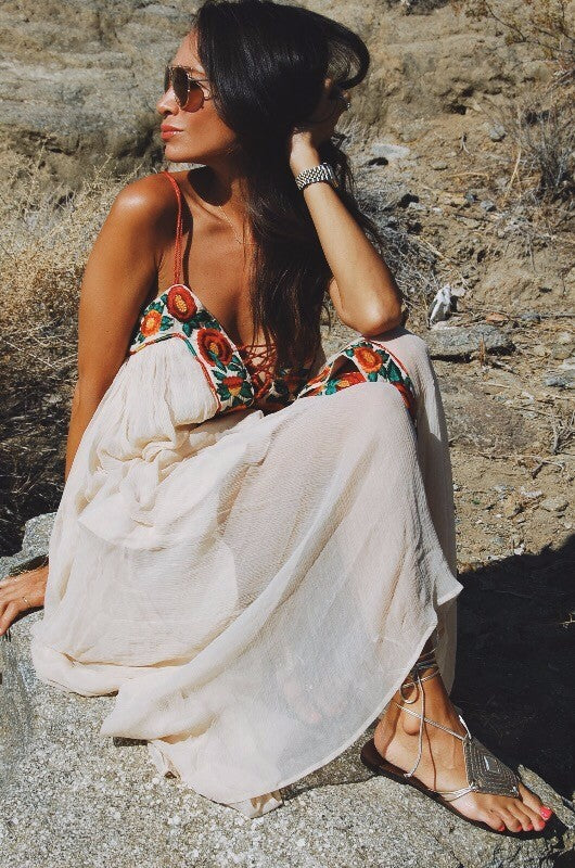 princess polly baby blue dress Spaghetti Strap Embroidered Maxi Dress | Love that Boho