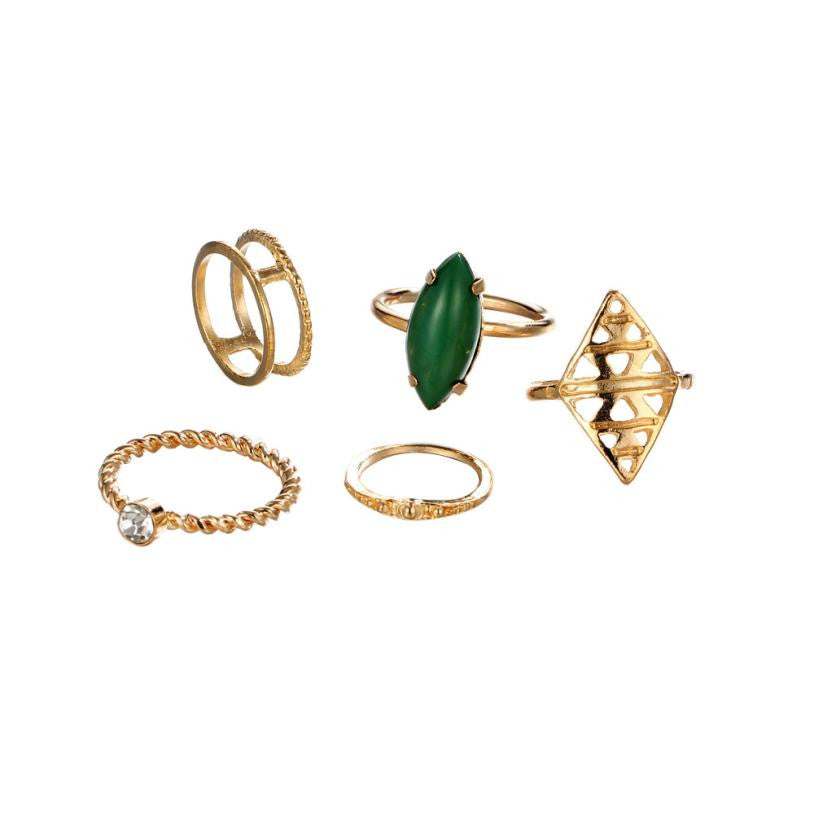 Women Green Stone 5 Piece Set