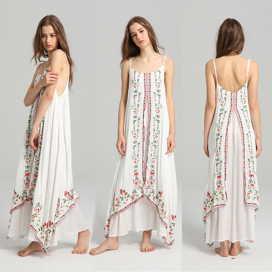 White embroidered maxi dress