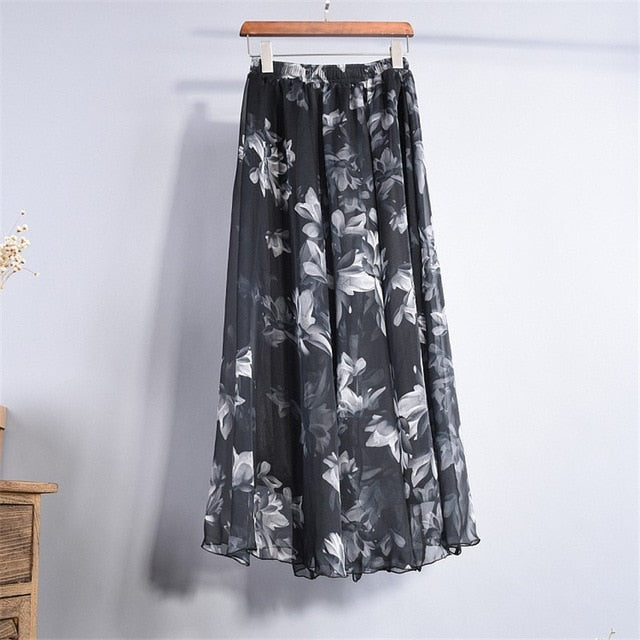black floral maxi skirt,  boho maxi skirt , floral maxi skirt