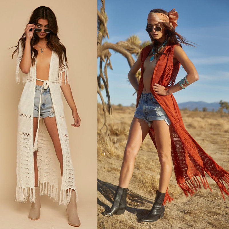 White Tassel Kimono Tunic Dress / White or Orange /Love that Boho | Love that Boho White Tassel Kimono Tunic Dress / White or Orange /Love that Boho | Love that Boho