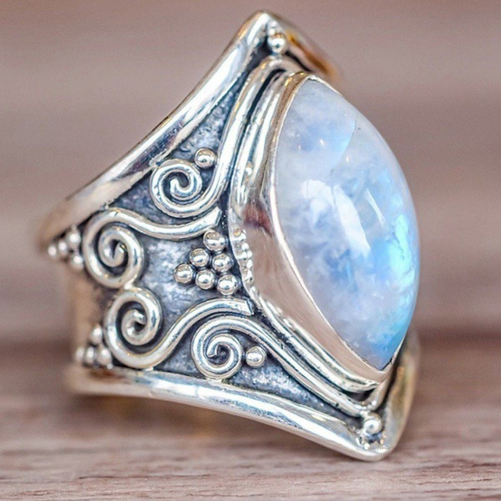 Long Stone Rings Vintage Silver Large Stone Ring, Love that Boho | Love that Boho