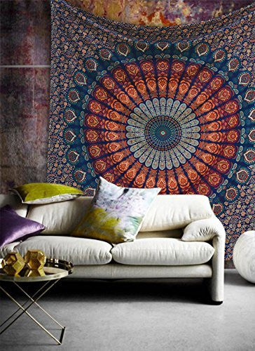 Bohemian Peacock Mandala - Wall and decor / Beach Rug. Love