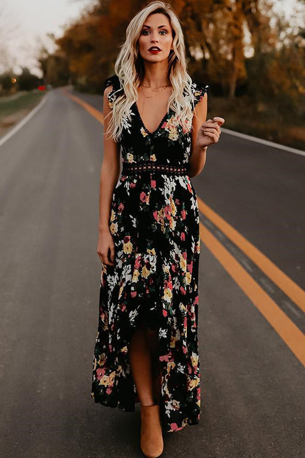 Backless Floral Maxi Dress