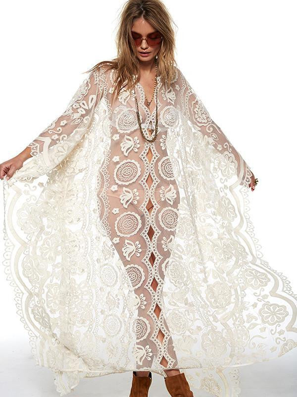 Lace V Neck Lace Maxi Dress. Love that Boho