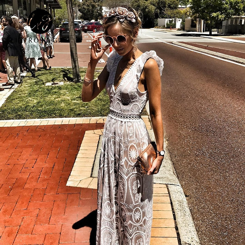Semi Backless Lace Dress - White / Black - Love that Boho | Love that Boho Semi Backless Lace Dress - White / Black - Love that Boho | Love that Boho