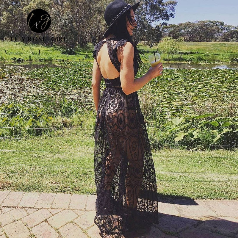 Boho Dress Long Black Lace Maxi Dress White Boho Lace Maxi Dress White XL Boho Dress Long Black Lace Maxi Dress White Boho Lace Maxi Dress White XL
