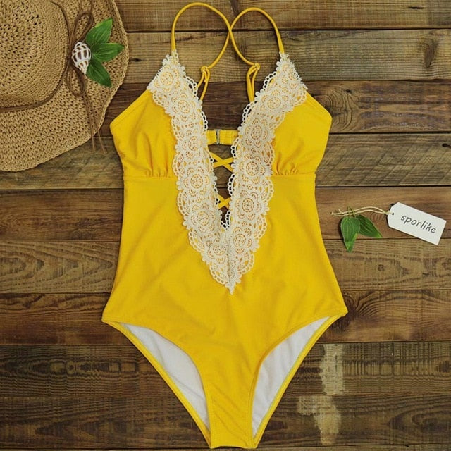 One Piece Swimsuit with Lace - 5 styles and prints available