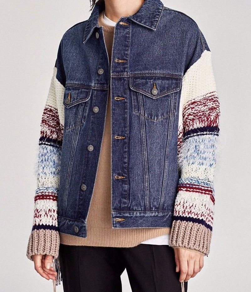 Update more than 132 denim jacket with sweater sleeves best