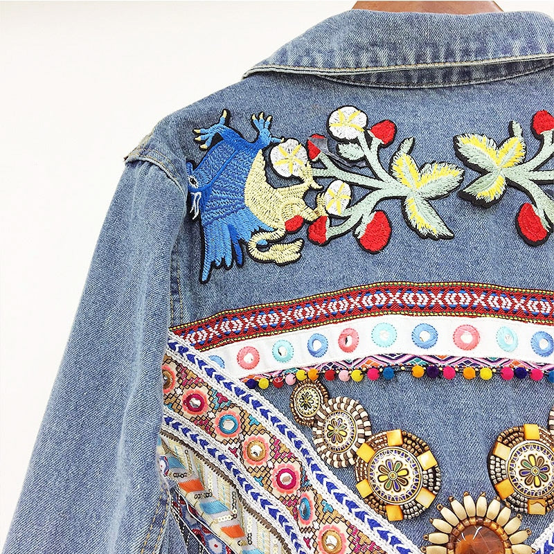 Embroidered Loose Denim Jacket
